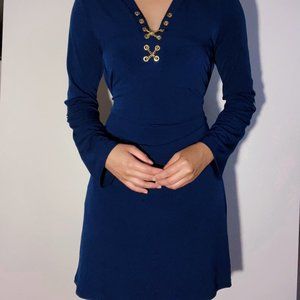 MICHAEL KORS Blue Dress With Gold Chain